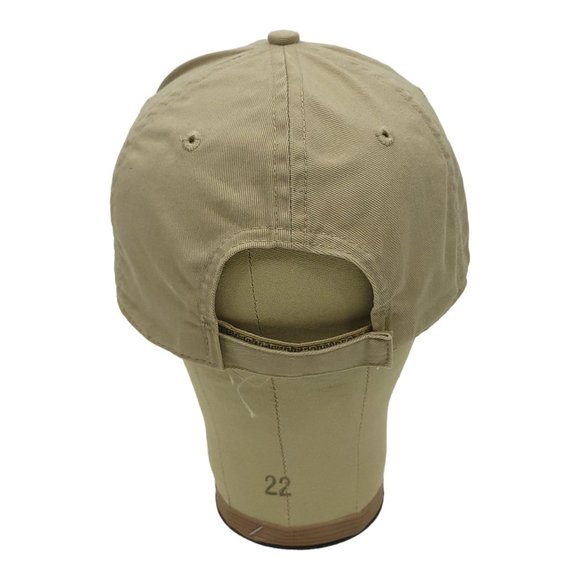 Garys Carpets Buck Deer Logo Strapback Cap Trucker Baseball Hat Khaki Red Trim - Picture 4 of 12